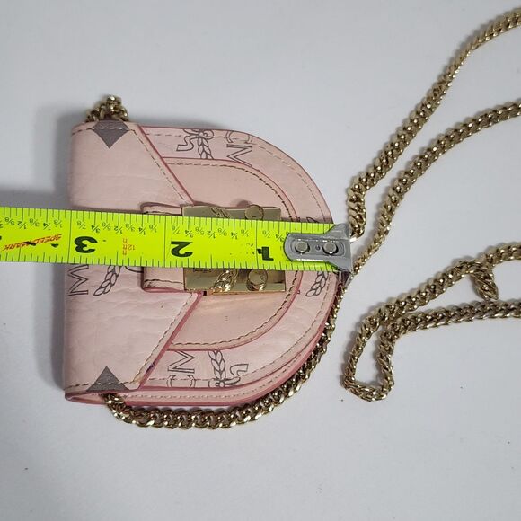 MCM Vintage Pink Visetos Mini Crossbody Chain Bag Purse Made in Korea 1990s - Picture 15 of 16